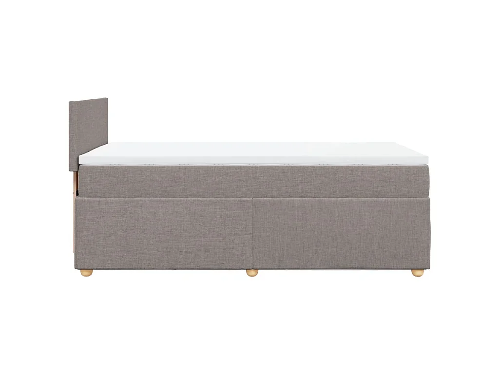 Cama box spring con colchón tela gris taupe 100x200 cm