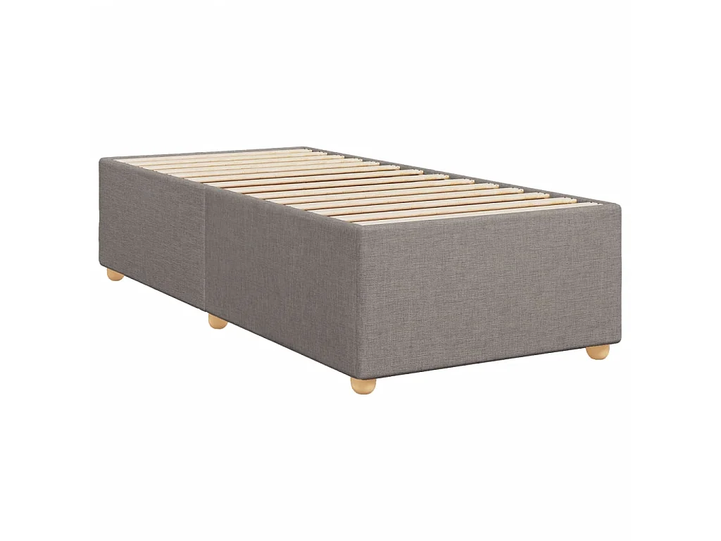 Cama box spring con colchón tela gris taupe 100x200 cm