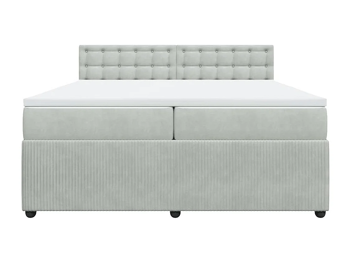 Sommier à lattes de lit et matelas Gris clair 200x200cm Velours