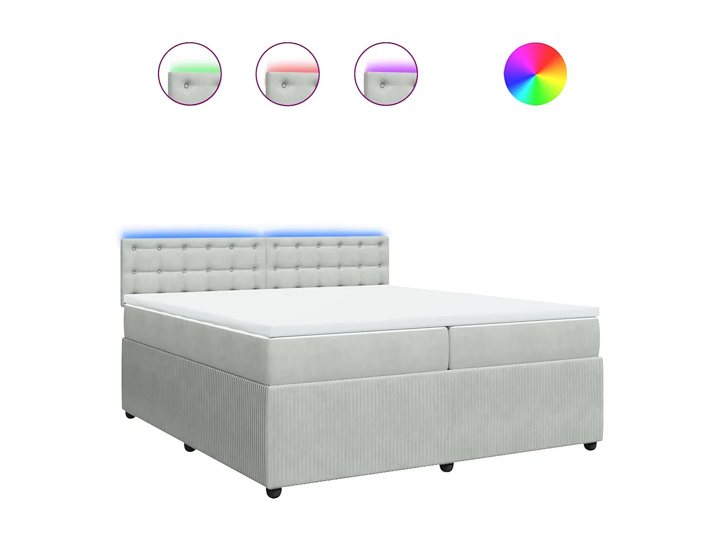 Sommier à lattes de lit et matelas Gris clair 200x200cm Velours