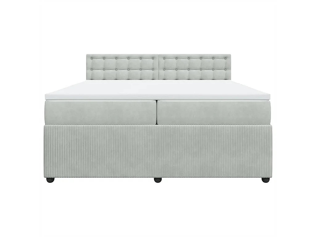 Cama com molas/colchão 200x200 cm veludo cinzento-claro