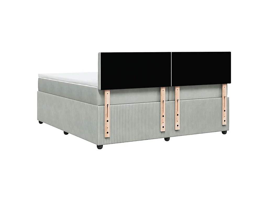 Cama com molas/colchão 200x200 cm veludo cinzento-claro