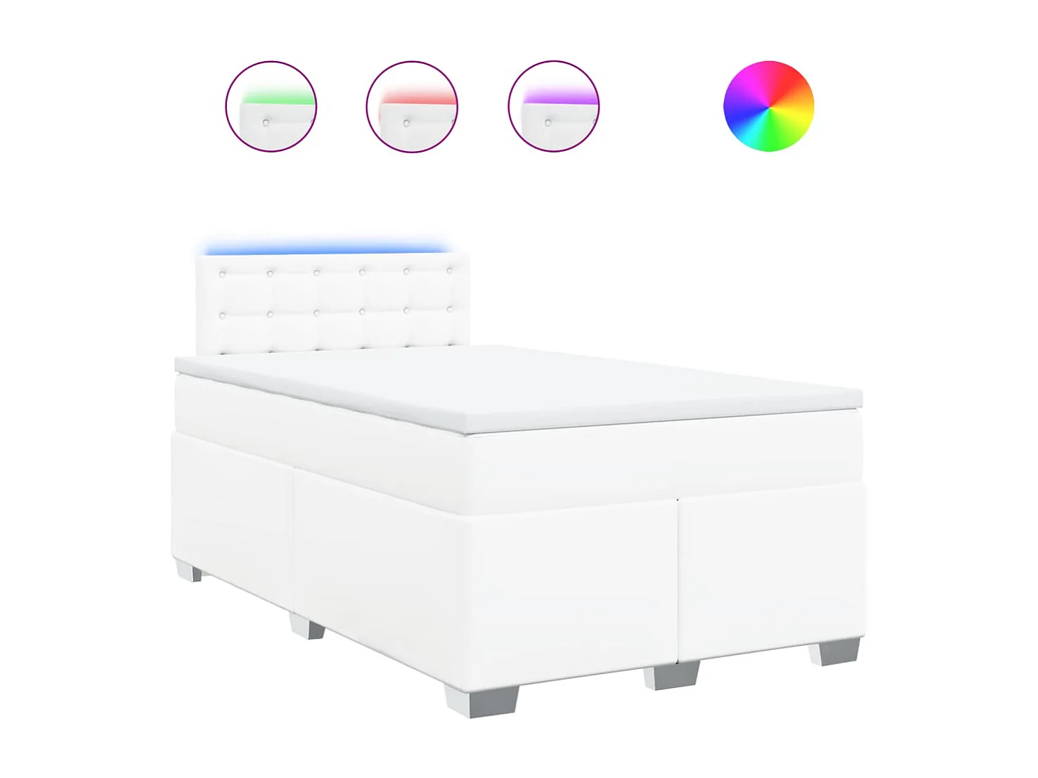 Sommier à lattes de lit avec matelas Blanc 120x200cm Similicuir