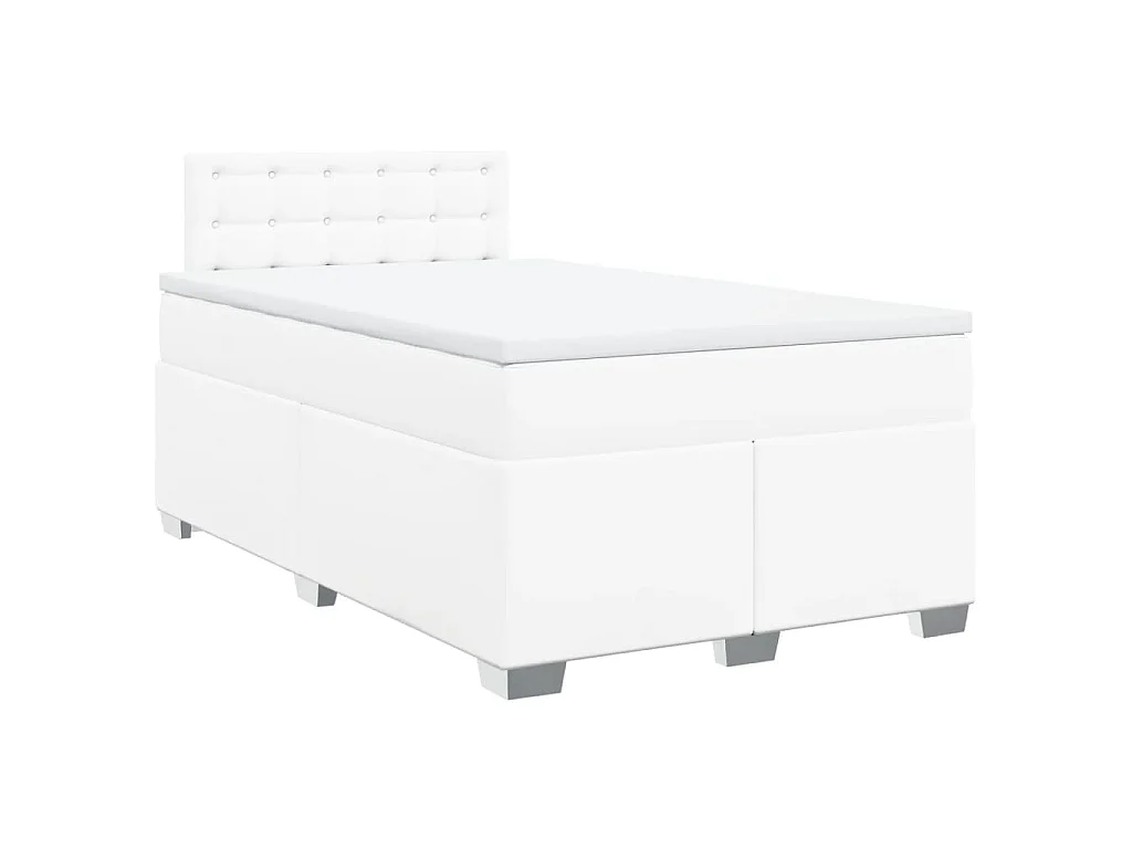 Sommier à lattes de lit avec matelas Blanc 120x200cm Similicuir