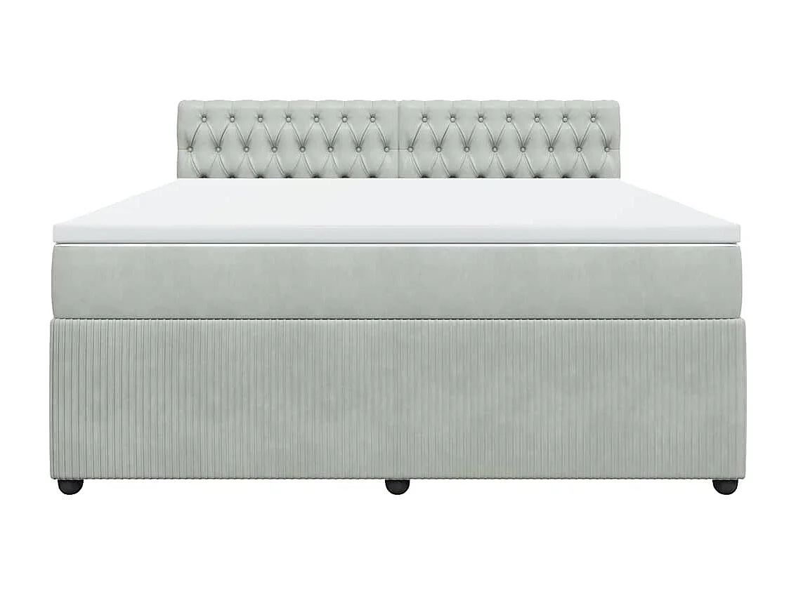 Boxspring met matras fluweel lichtgrijs 180x200 cm