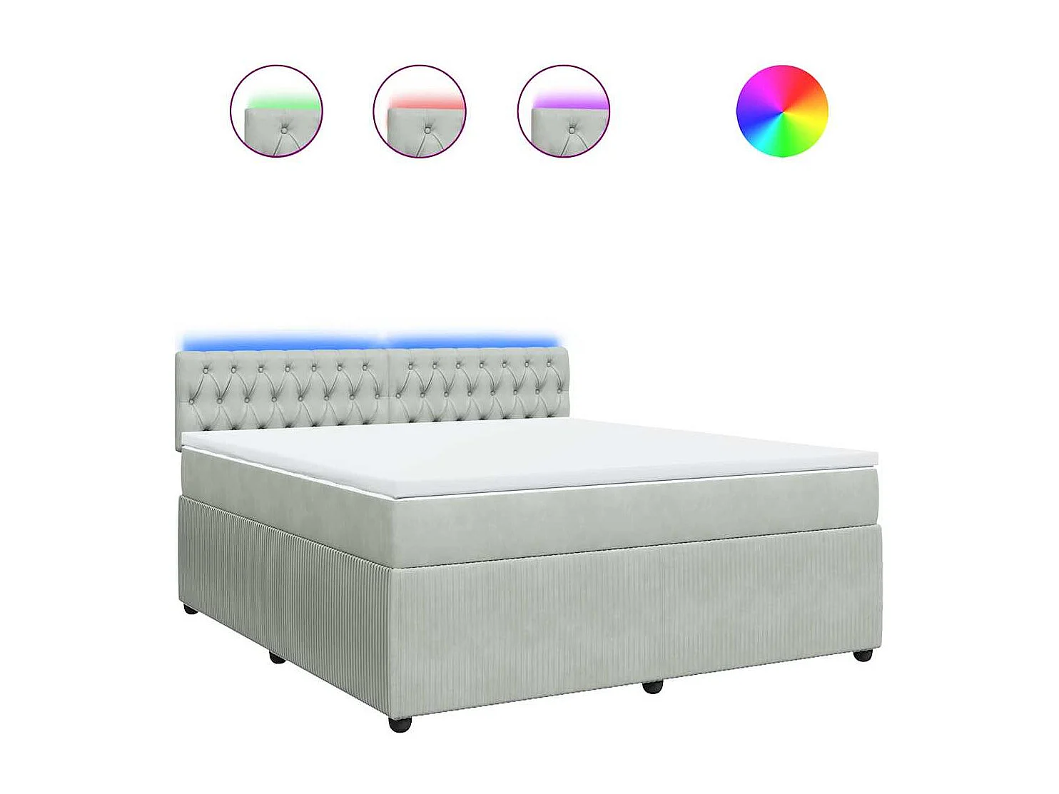 Sommier à lattes de lit et matelas Gris clair 180x200cm Velours