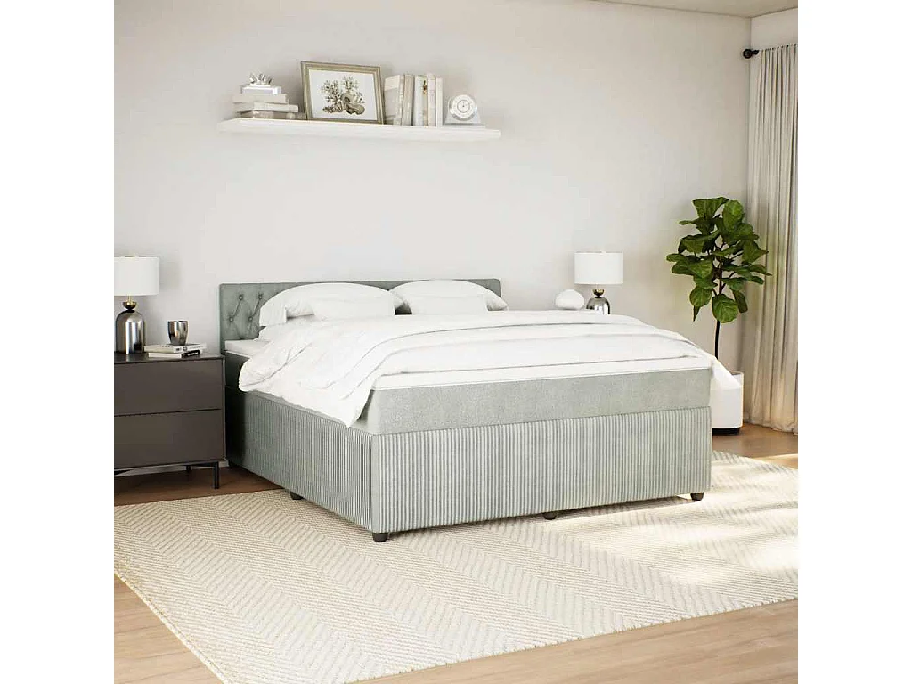 Sommier à lattes de lit et matelas Gris clair 180x200cm Velours