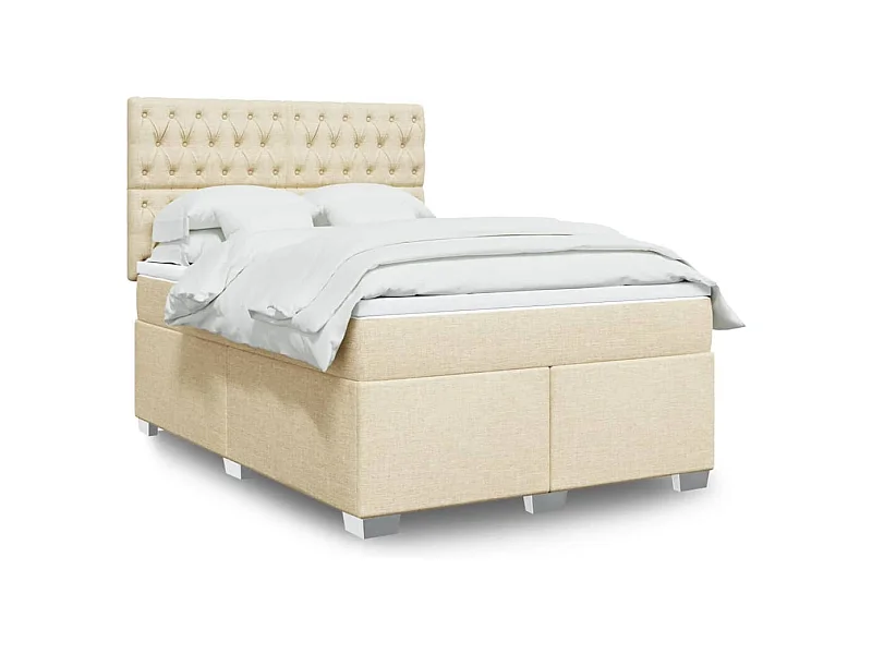 Sommier à lattes de lit avec matelas Crème 140x200 cm Tissu