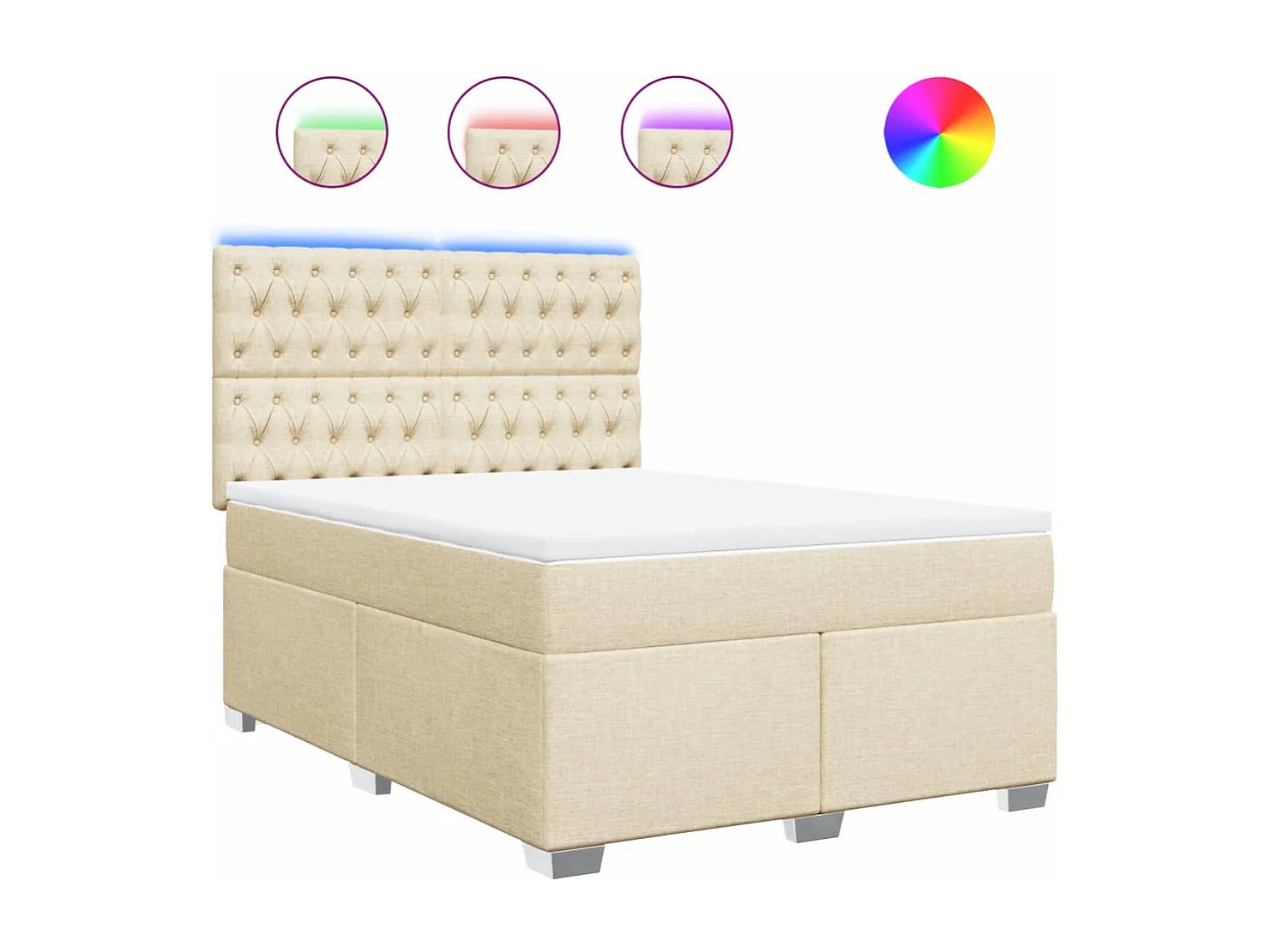 Sommier à lattes de lit avec matelas Crème 140x200 cm Tissu