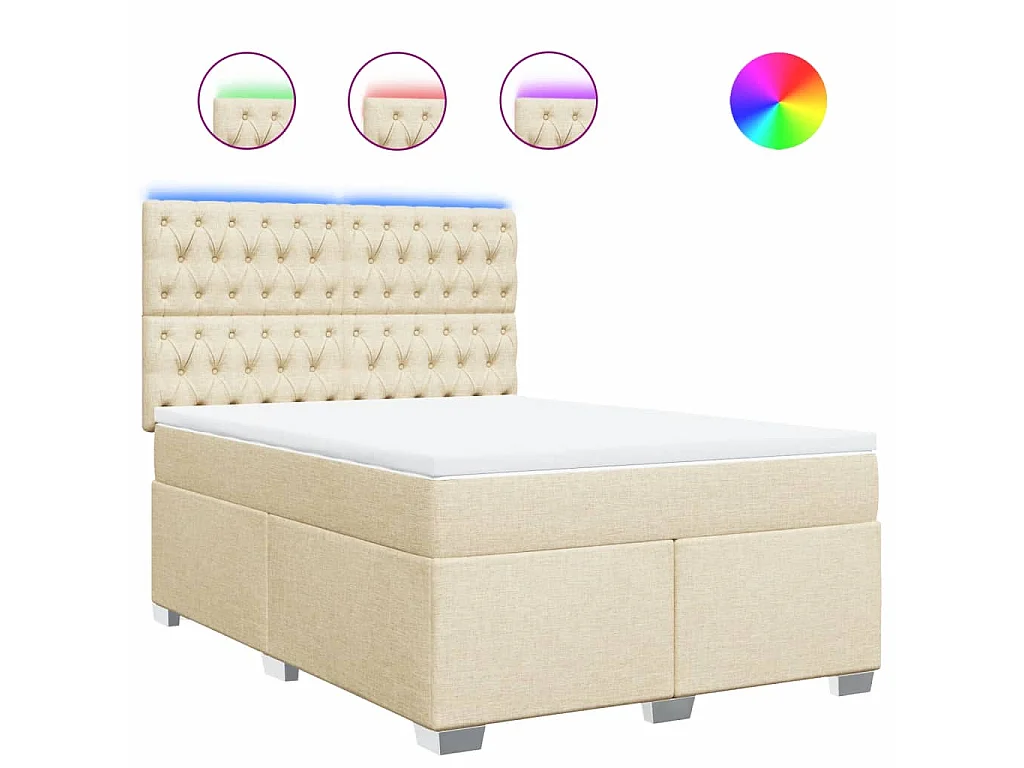 Boxspringbett mit Matratze Creme 140x200 cm Stoff