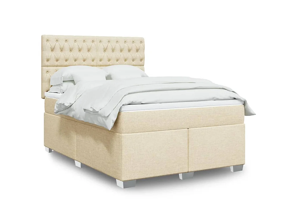Boxspringbett mit Matratze Creme 140x200 cm Stoff