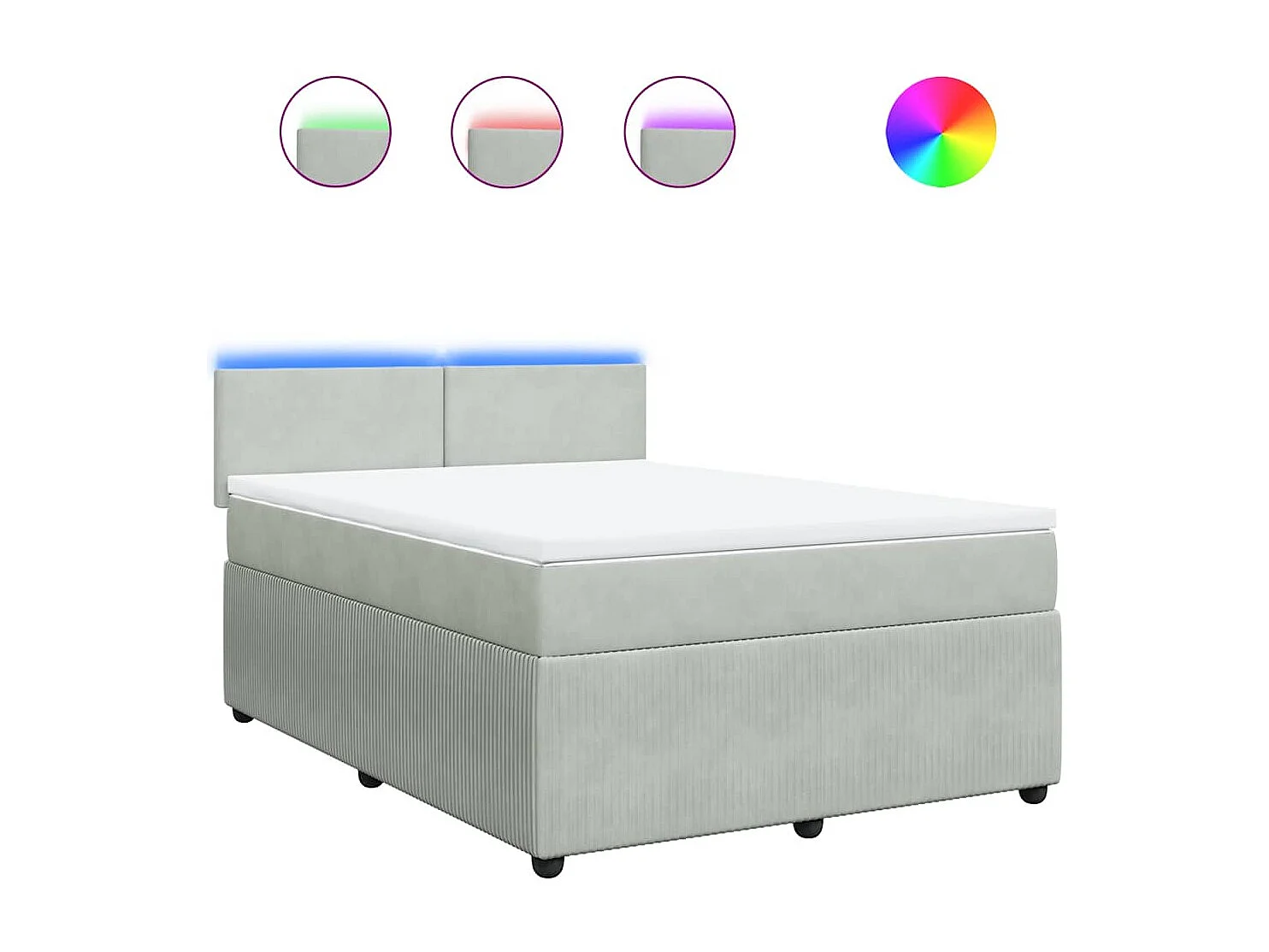 Sommier à lattes de lit et matelas Gris clair 160x200cm Velours
