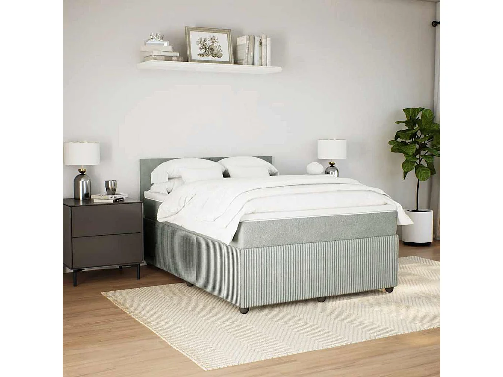 Sommier à lattes de lit et matelas Gris clair 160x200cm Velours