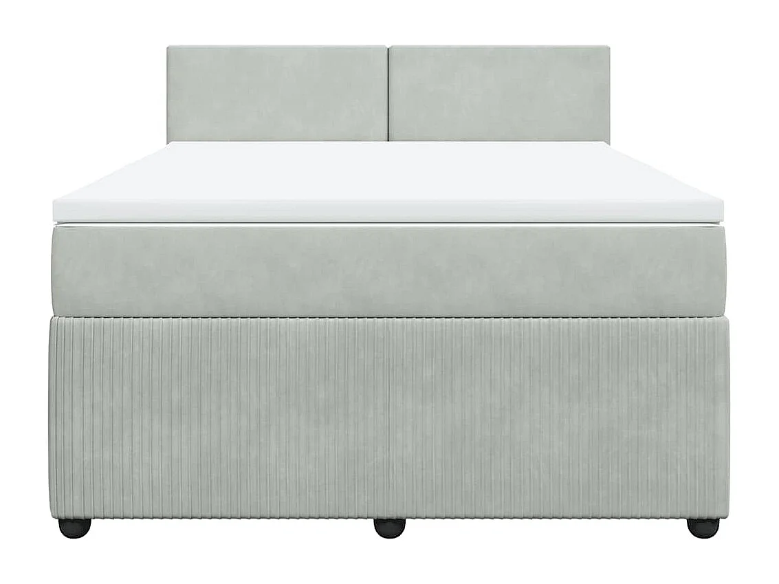 Sommier à lattes de lit et matelas Gris clair 160x200cm Velours