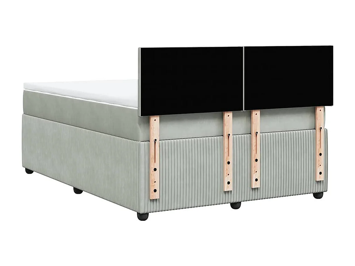 Sommier à lattes de lit et matelas Gris clair 160x200cm Velours