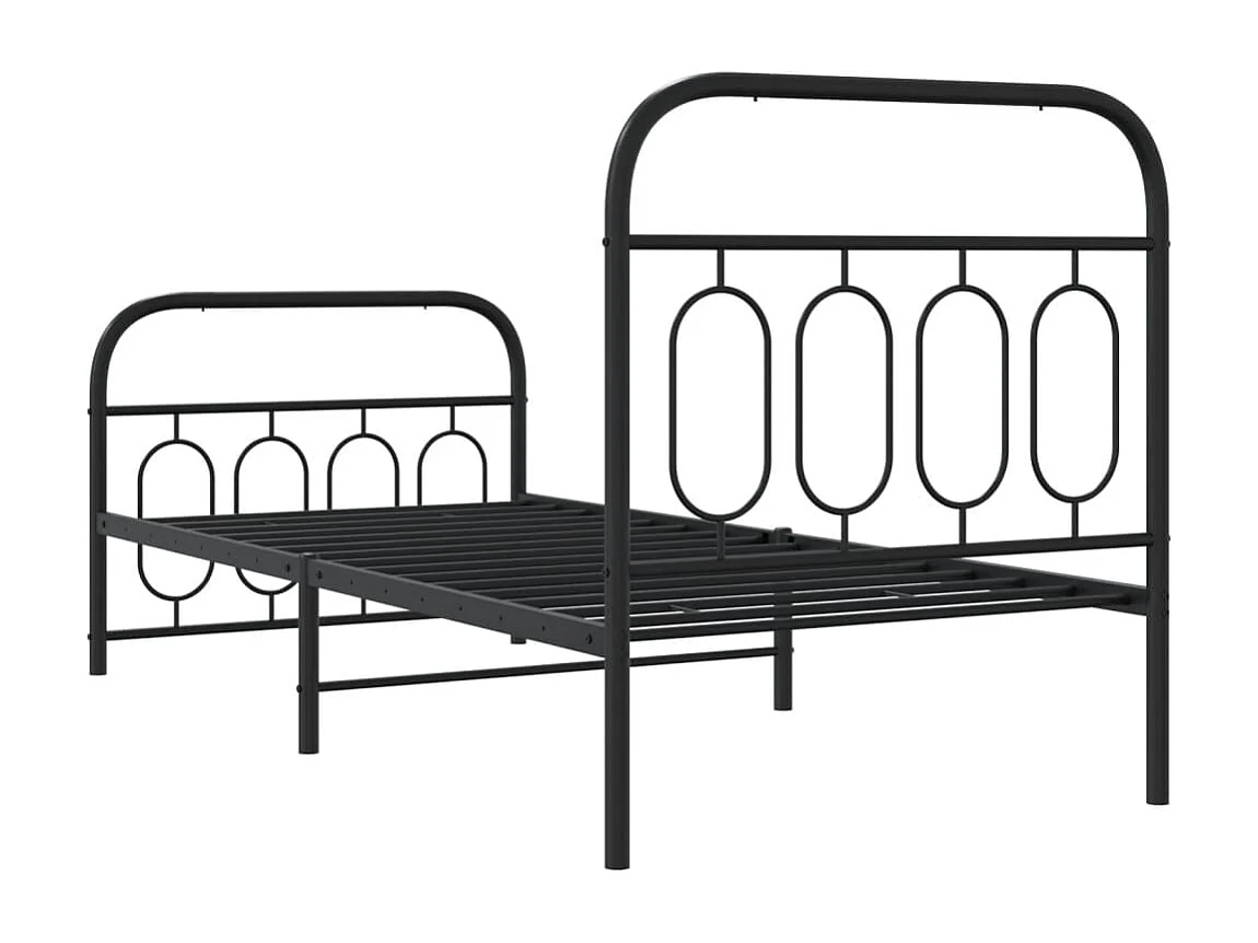 Cadre de lit métal sans matelas avec pied de lit noir 80x200 cm