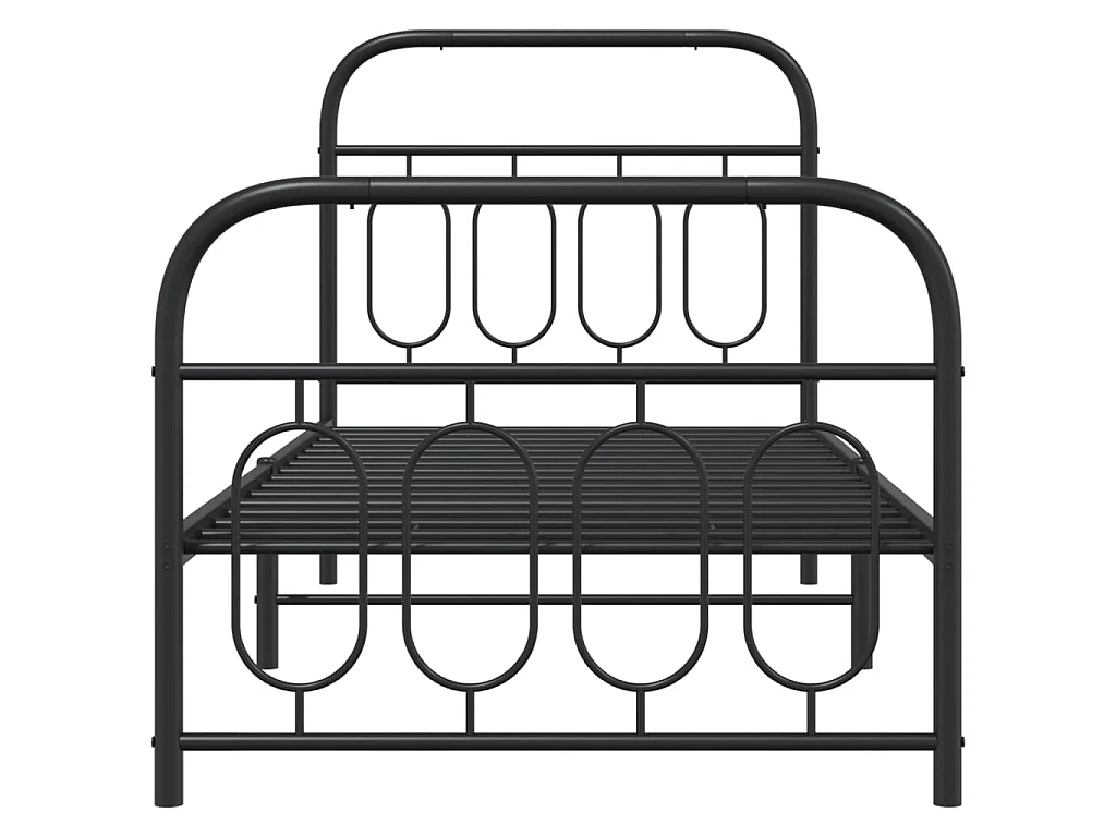 Cadre de lit métal sans matelas avec pied de lit noir 80x200 cm