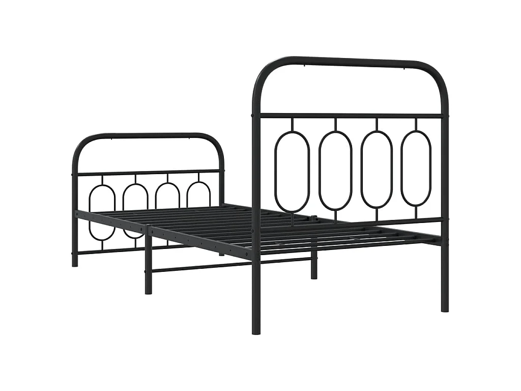 Cadre de lit métal sans matelas avec pied de lit noir 80x200 cm
