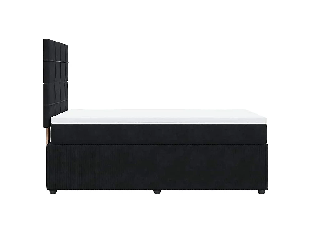 Giroletto a Molle con Materasso Nero 90x190 cm in Velluto