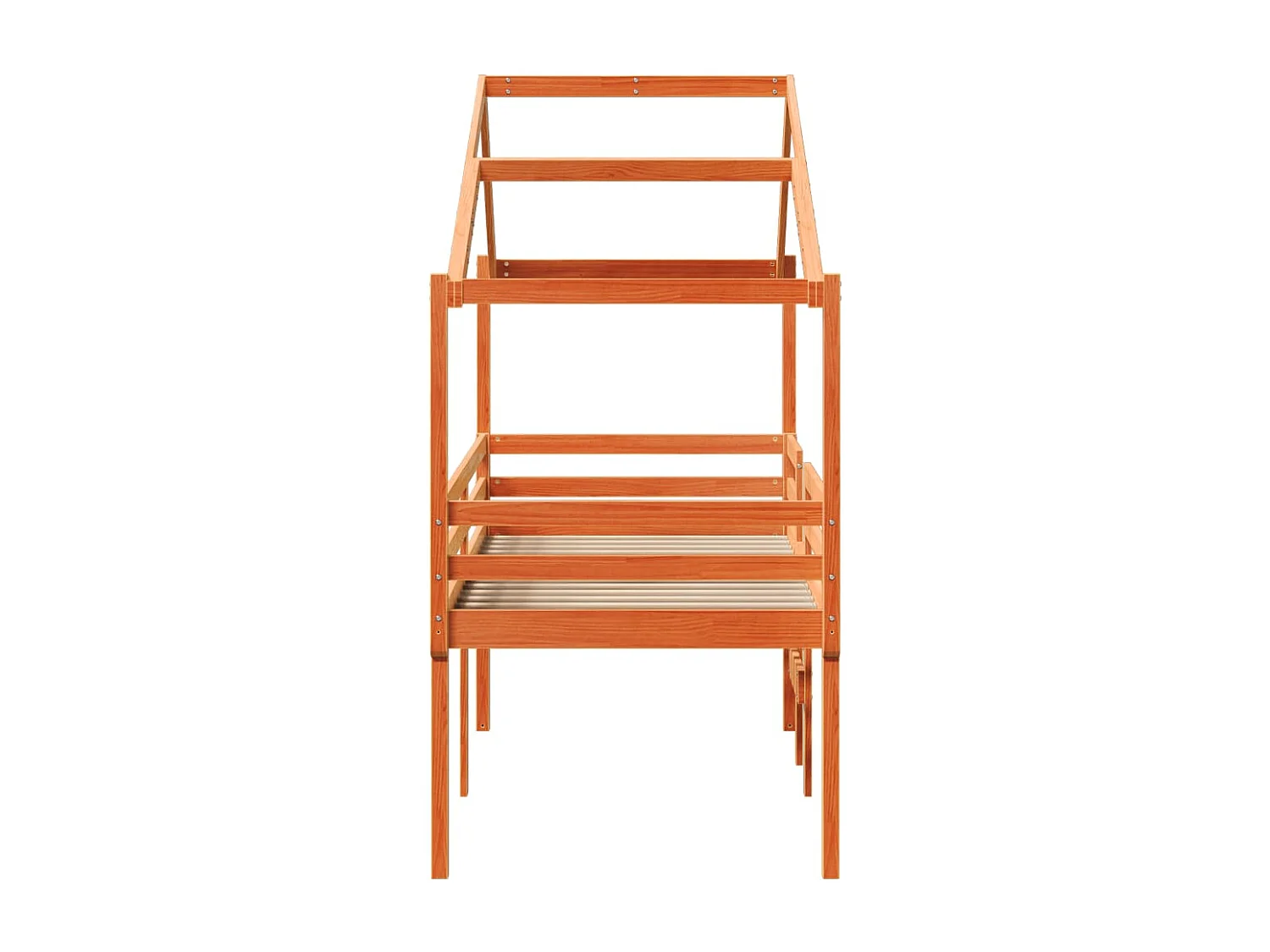 Hochbett mit Dach Wachsbraun 80x200 cm Massivholz Kiefer