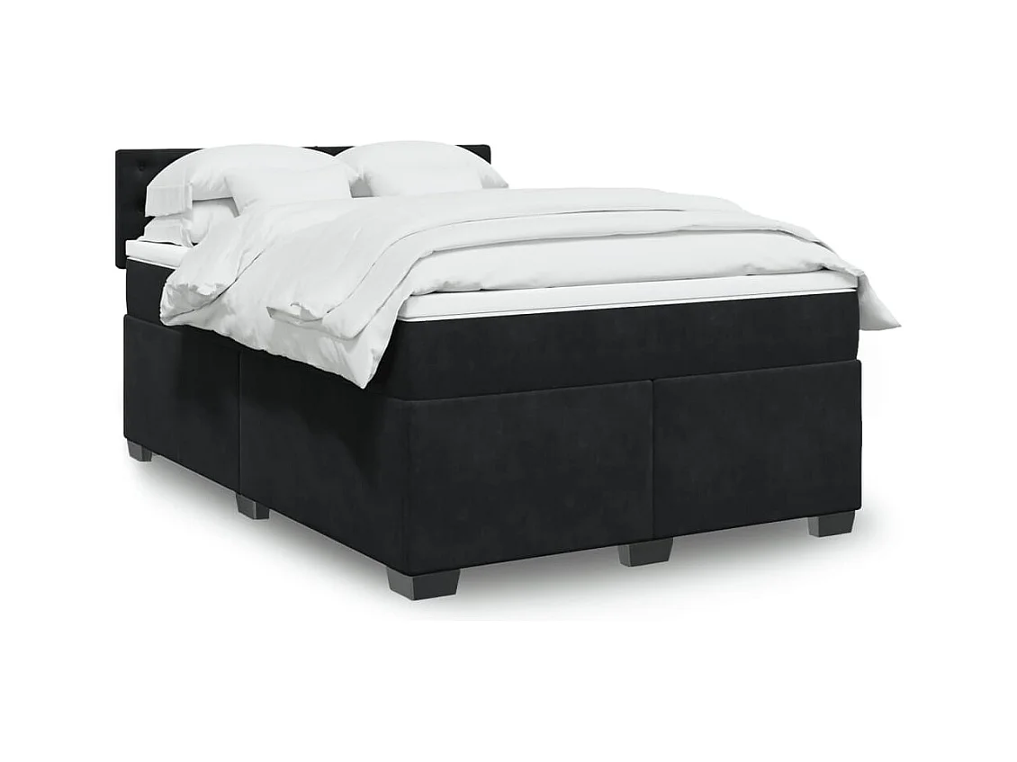 Sommier à lattes de lit avec matelas Noir 140x190 cm Velours