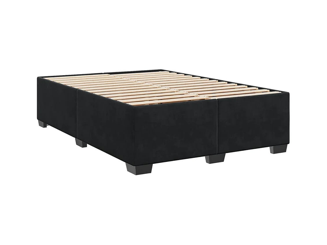 Sommier à lattes de lit avec matelas Noir 140x190 cm Velours