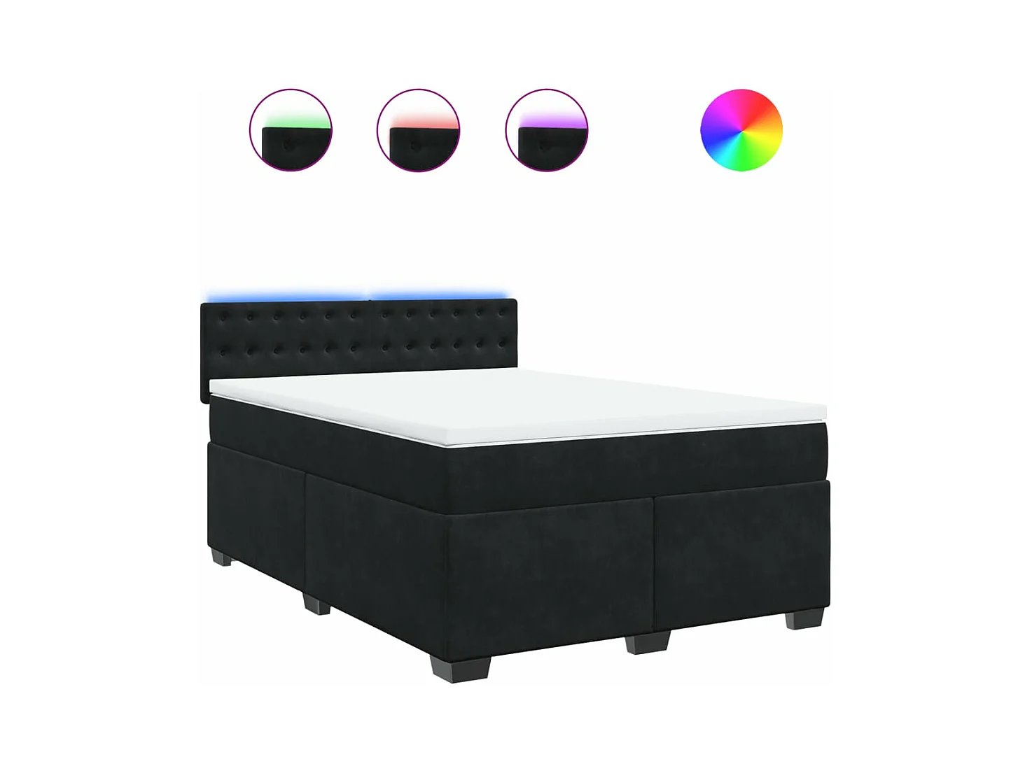 Sommier à lattes de lit avec matelas Noir 140x190 cm Velours