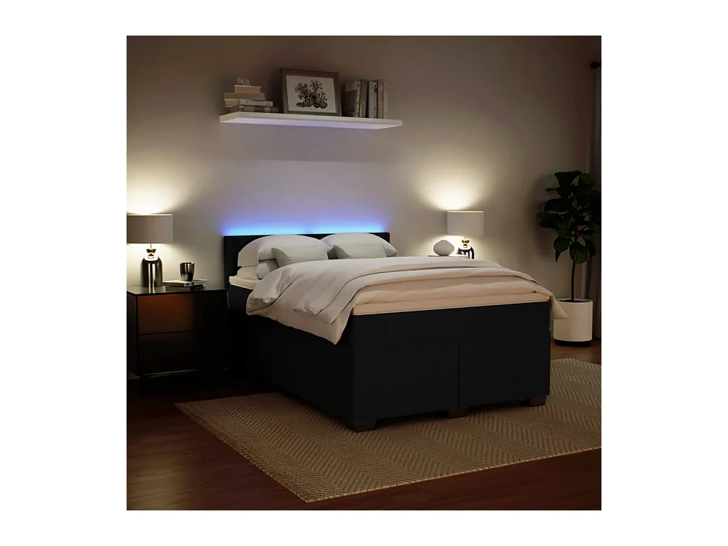 Sommier à lattes de lit avec matelas Noir 140x190 cm Velours