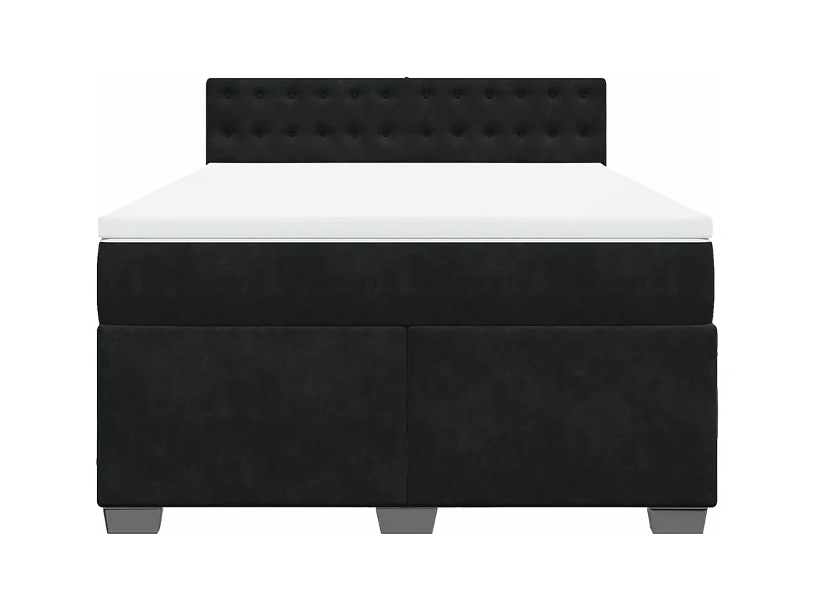 Sommier à lattes de lit avec matelas Noir 140x190 cm Velours