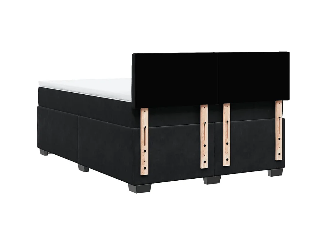 Sommier à lattes de lit avec matelas Noir 140x190 cm Velours