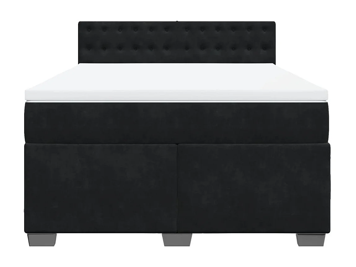 Giroletto a Molle con Materasso Nero 140x190 cm in Velluto