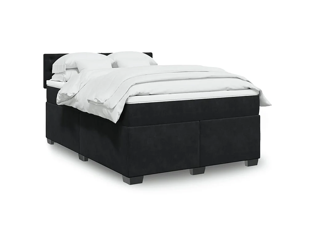 Sommier à lattes de lit avec matelas Noir 140x190 cm Velours