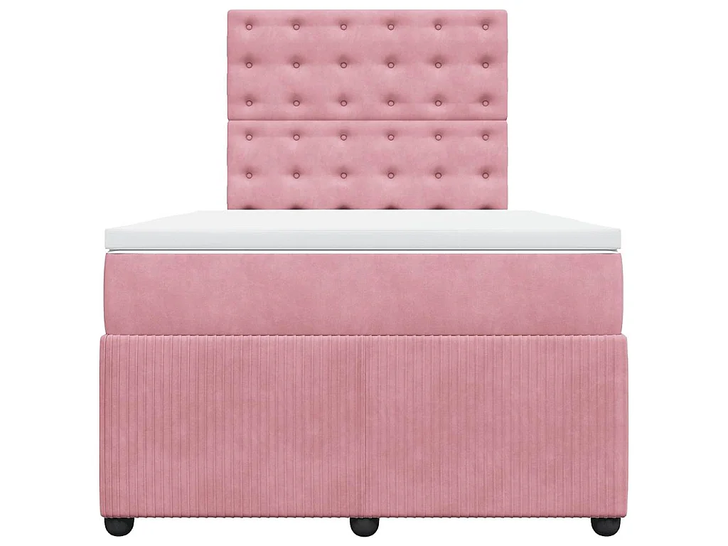 Cama box spring con colchón terciopelo rosa 120x200 cm