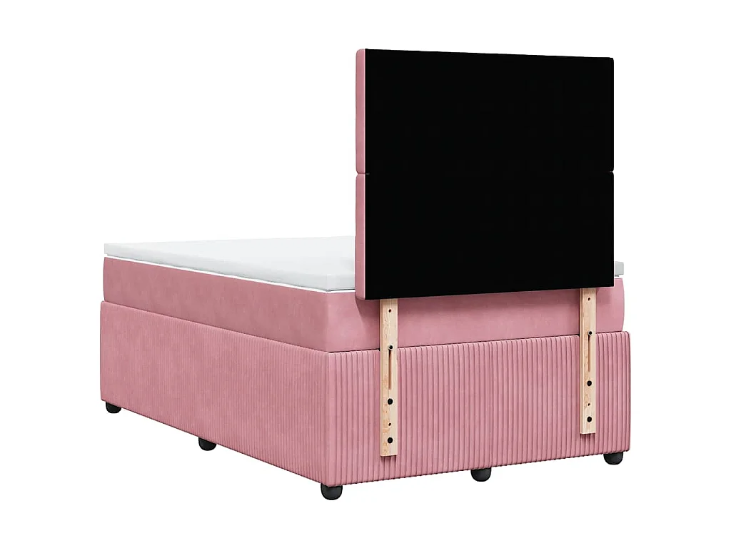 Cama box spring con colchón terciopelo rosa 120x200 cm