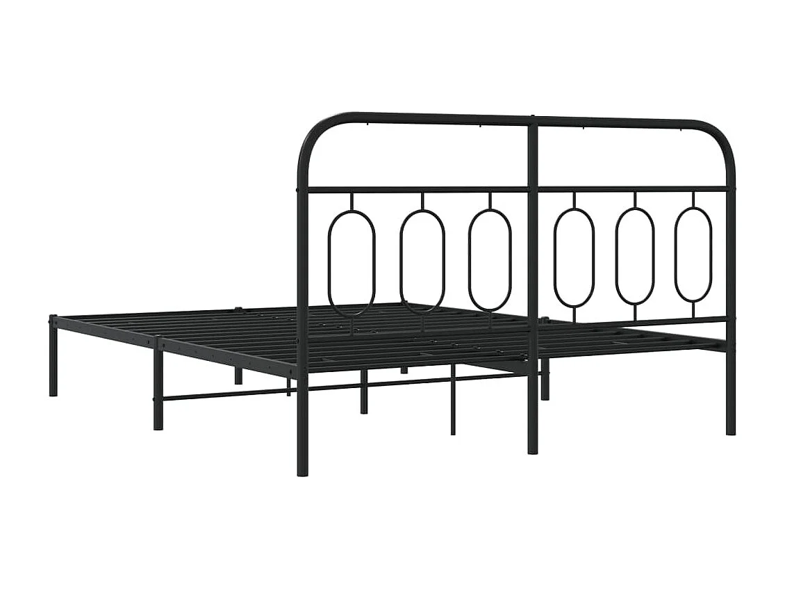 Bedframe met hoofdbord metaal zwart 135x190 cm