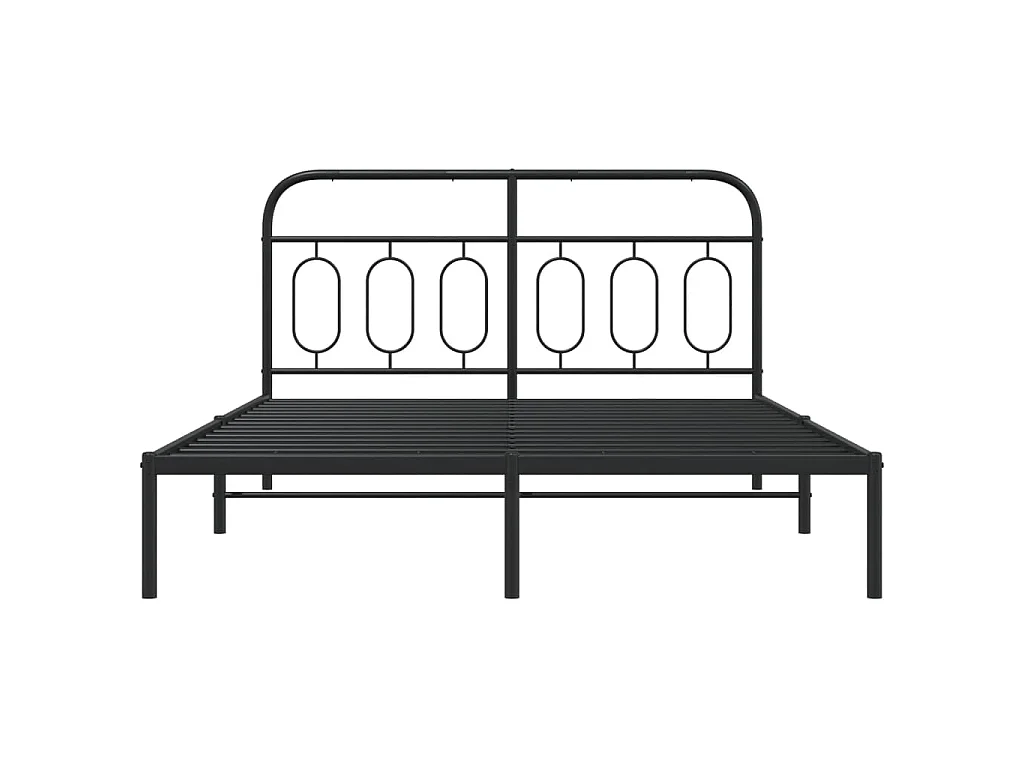 Cadre de lit métal sans matelas avec tête de lit noir 135x190cm