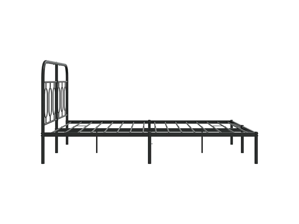 Cadre de lit métal sans matelas avec tête de lit noir 135x190cm