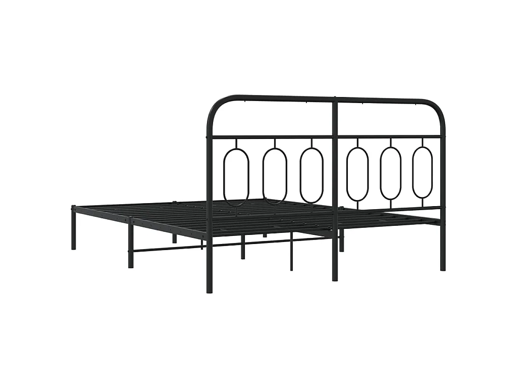 Cadre de lit métal sans matelas avec tête de lit noir 135x190cm