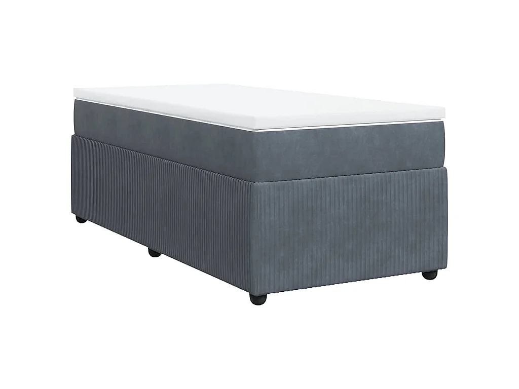 Cama box spring con colchón terciopelo gris oscuro 100x200 cm