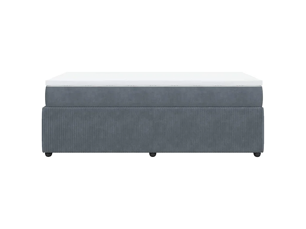 Cama box spring con colchón terciopelo gris oscuro 100x200 cm