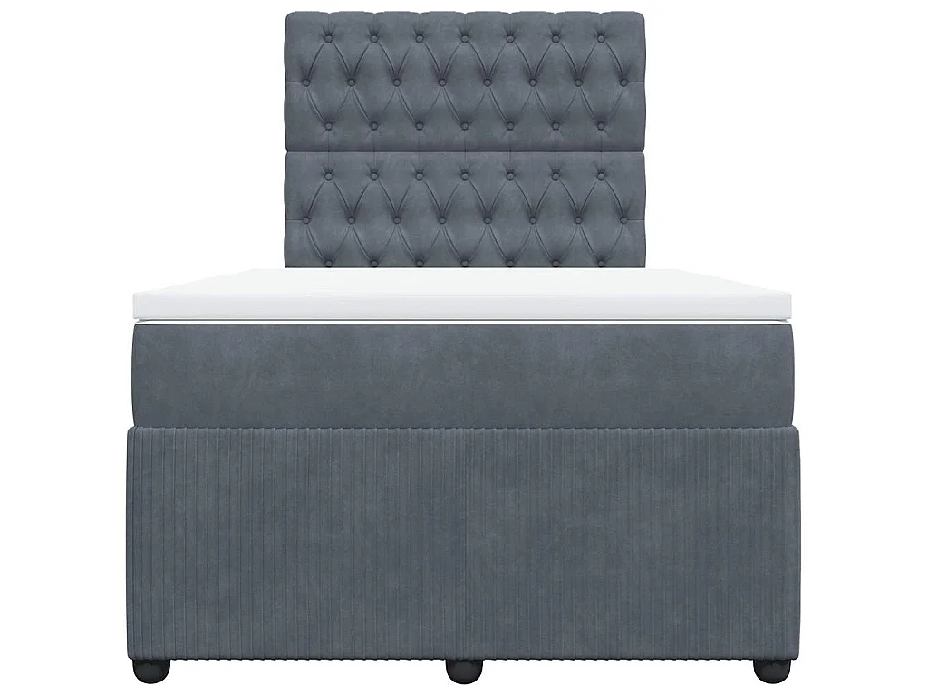 Cama boxspring com colchão 120x190 cm veludo cinzento-escuro