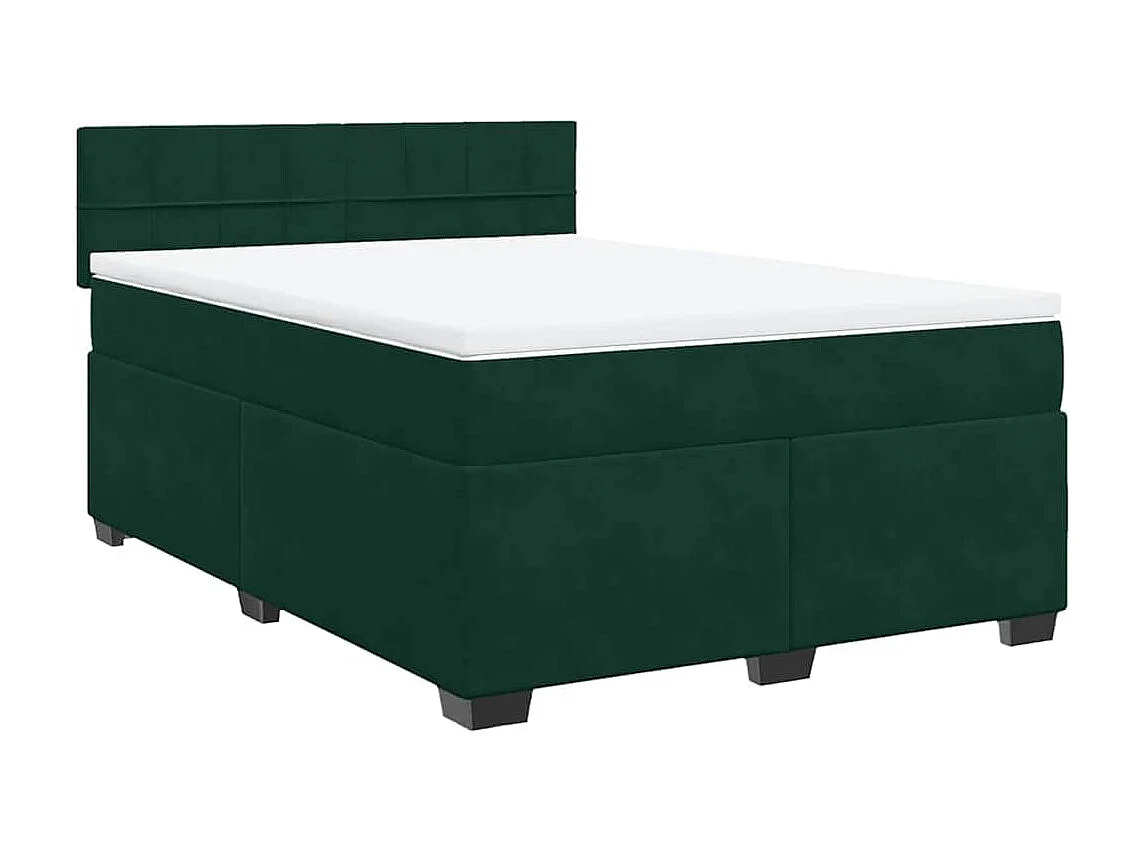 Boxspring met matras fluweel donkergroen 140x200 cm