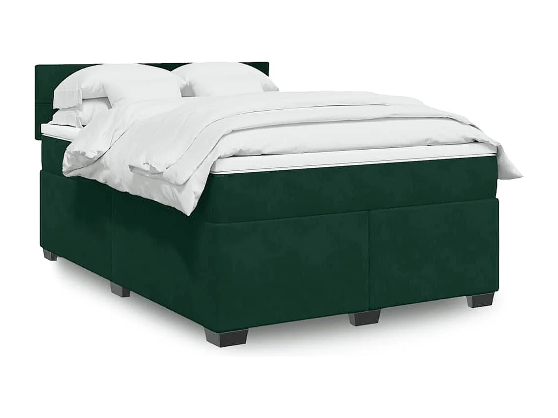 Boxspring met matras fluweel donkergroen 140x200 cm