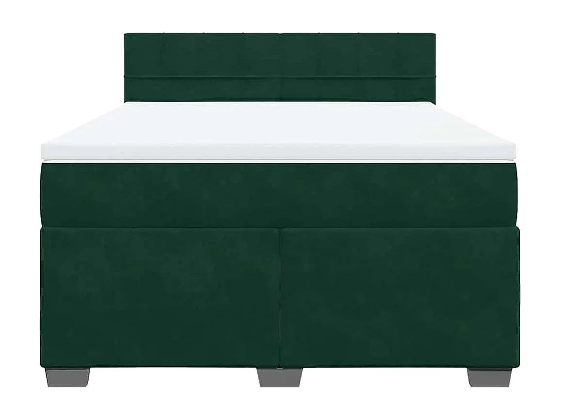 Boxspring met matras fluweel donkergroen 140x200 cm