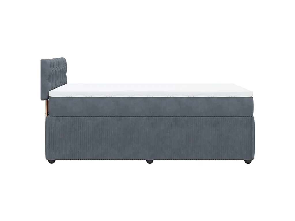Cama box spring con colchón terciopelo gris oscuro 80x200 cm