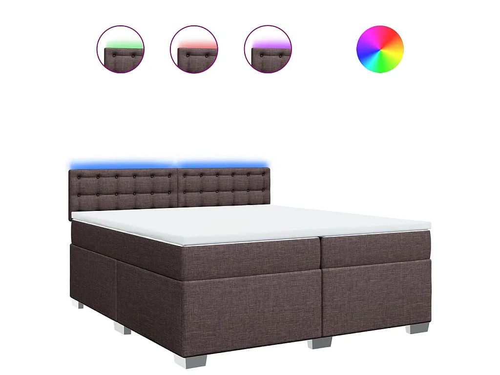 Cama box spring con colchón tela marrón oscuro 200x200 cm
