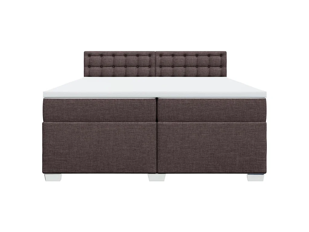 Cama box spring con colchón tela marrón oscuro 200x200 cm