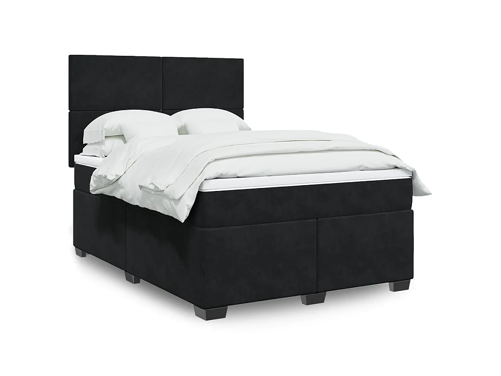 Giroletto a Molle con Materasso Nero 160x200 cm in Velluto