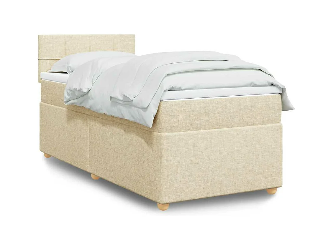 Sommier à lattes de lit avec matelas Crème 80x200 cm Tissu