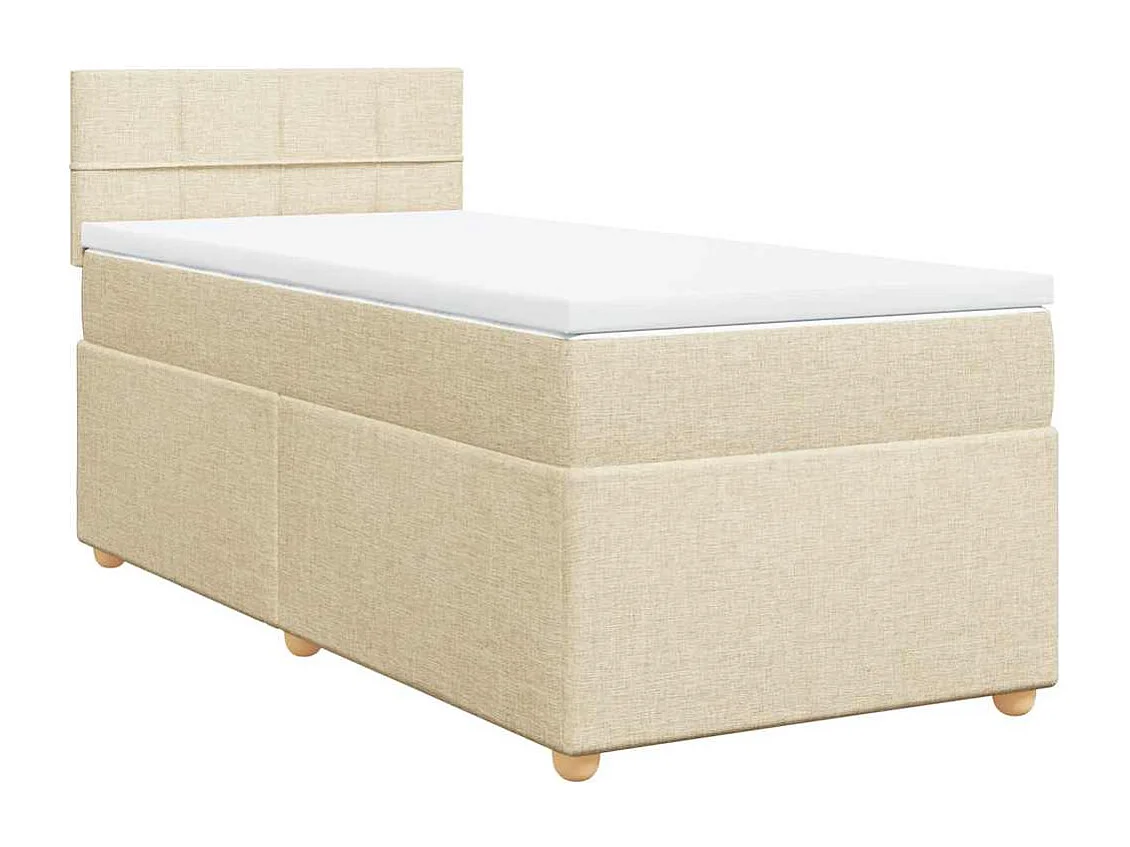 Cama box spring con colchón tela color crema 80x200 cm